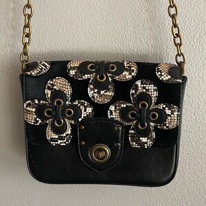 Lauren Ralph Lauren Millbrook  Black Leather Crossbody with Chain